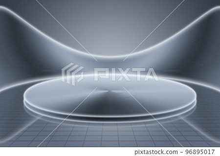 3D渲染银灰色金属质感产品展示展览未来科技空间感背景 96895017