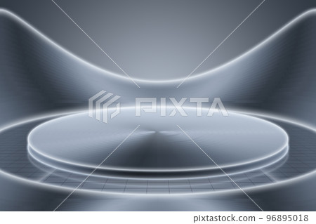 3D渲染银灰色金属质感产品展示展览未来科技空间感背景 96895018