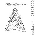 Christmas greeting drawing with Christmas tree 96895090