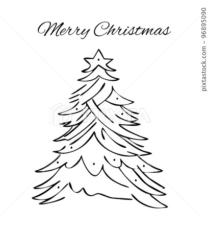 Christmas greeting drawing with Christmas tree 96895090