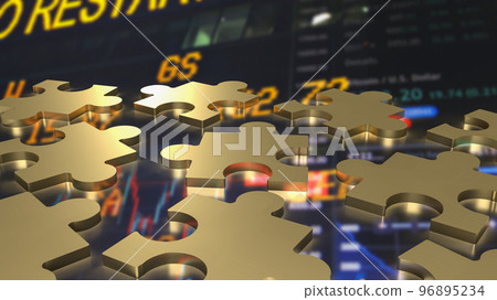 gold jigsaw on business background 3d rendering gold jigsaw on business background 3d rendering 96895234
