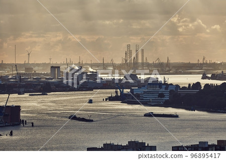 Rotterdam Port Dusk Panorma from Euromast 96895417
