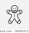 Gingerbread man cookie icon 96895472