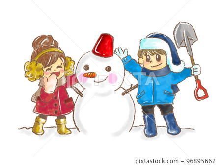 children making a snowman 96895662