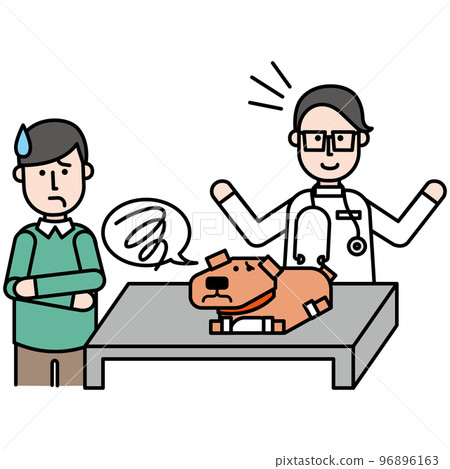 Pet dog and owner who came to the animal hospital for medical examination due to poor physical condition Pet dog and owner who came to the animal hospital for medical examination due to poor physical condition 96896163