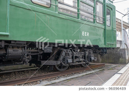 Enoden 601 on display at Miyanosaka Station on the Setagaya Line 96896489