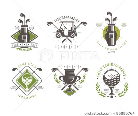 Golf Club Tournament and Competition Logo or Label Design Vector Set 96896764