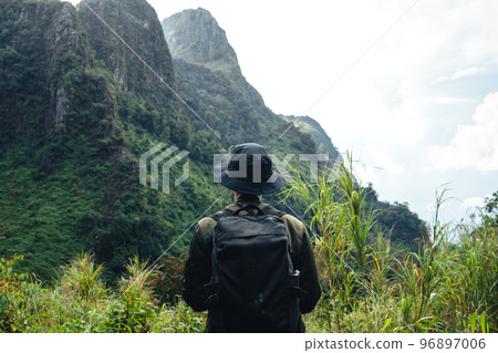 Green mountain and fog in nature 96897006