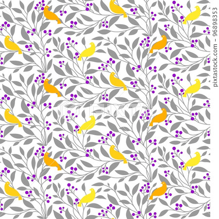 Little bird and nut repeat pattern, little bird and nut seamless pattern, illustration of little bird and nut in the forest 96898353