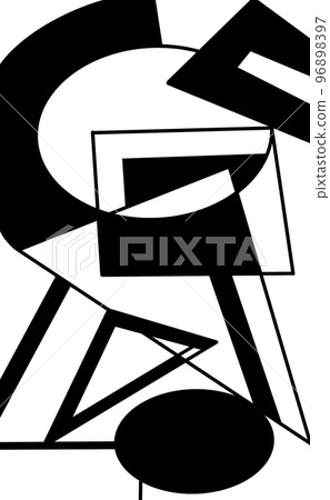 black and white graphic geometric print pattern, abstract illustration, vertical size. template for design. 96898397