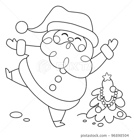Merry Christmas ,Christmas Santa Claus isolated coloring page for kids 96898504
