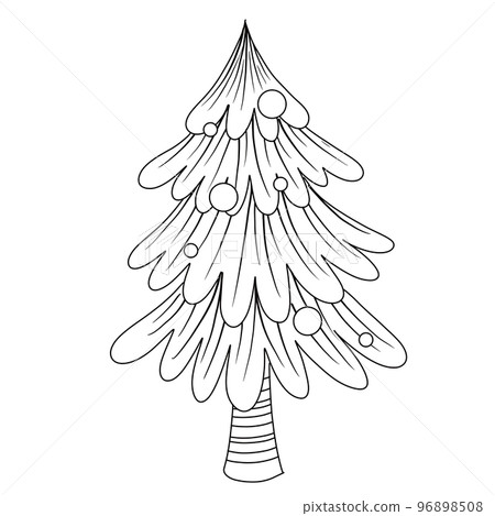 Merry Christmas ,Hand drawn Christmas Pine isolated coloring page for kids Merry Christmas ,Hand drawn Christmas Pine isolated coloring page for kids 96898508