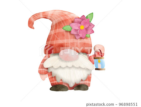 Watercolor illustration of cute Christmas gnome 96898551