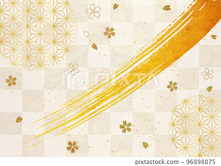 Gold leaf brush cherry blossom pattern _ Japanese paper background - horizontal 1511 96898875