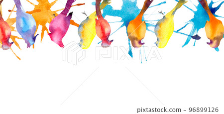 Colorful birds silhouette board watercolor illustration white background. Colorful birds silhouette board watercolor illustration white background. 96899126
