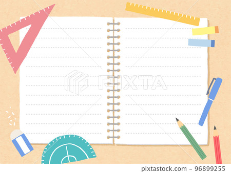Illustration of notebook and stationery 96899255