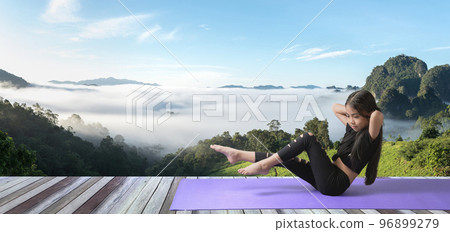 Young Asian Girl exercise in the nature 96899279