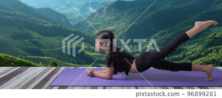 Young Asian Girl exercise in the nature 96899281