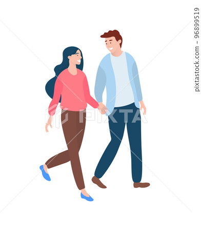 Couple Walking and Holding Hands, Pair in Love Couple Walking and Holding Hands, Pair in Love 96899519