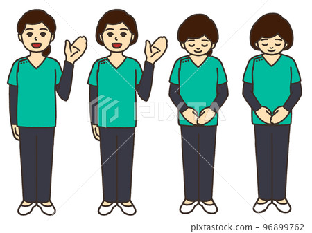 一名身穿磨砂膏的女醫務人員全身插圖集 96899762