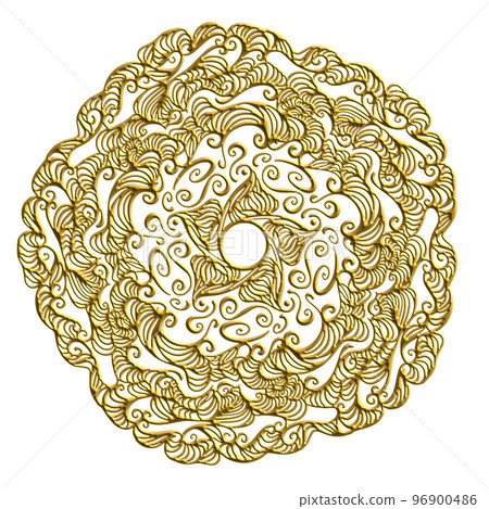 曼陀羅藝術(金色風格,曲線,漩渦) 曼陀羅藝術(金色風格,曲線,漩渦) 96900486