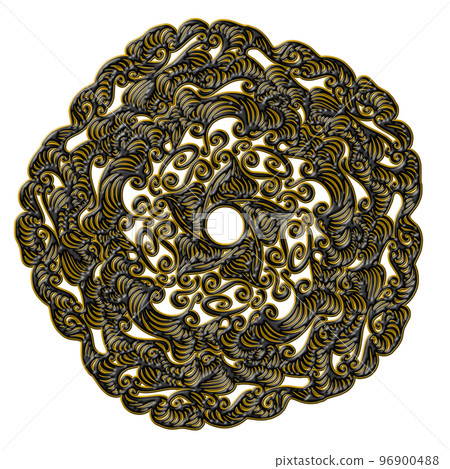 曼陀羅藝術(琺瑯風格,黑色,曲線) 曼陀羅藝術(琺瑯風格,黑色,曲線) 96900488