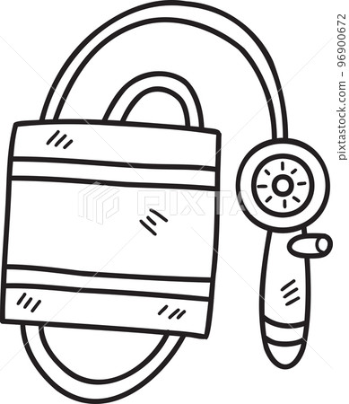 Hand Drawn blood pressure monitor illustration Hand Drawn blood pressure monitor illustration 96900672