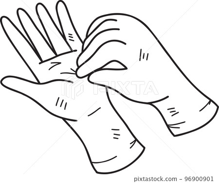 Hand Drawn medical gloves illustration 96900901