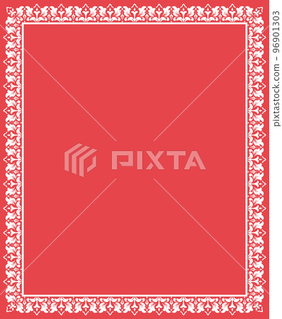 Decorative frame Elegant vector element for design in Eastern style, place for text. Floral pink and white border. Lace illustration for invitations and greeting cards Decorative frame Elegant vector element for design in Eastern style, place for text. Floral pink and white border. Lace illustration for invitations and greeting cards 96901303