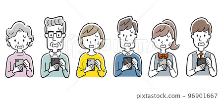 Vector illustration material: people using smartphones, set 96901667