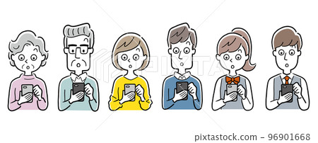 Vector illustration material: people using smartphones, set 96901668
