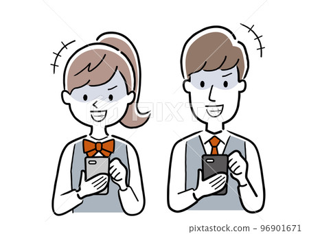 矢量圖素材:男女學生使用智能手機、犯罪 矢量圖素材:男女學生使用智能手機、犯罪 96901671