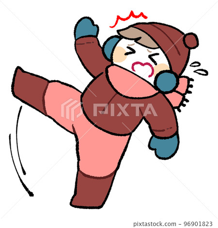 一個即將在雪路上滑倒的人 96901823