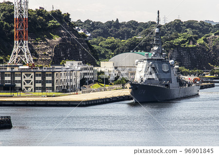 Aegis destroyer Kirishima anchored at the quay of the Maritime Self-Defense Force Yokosuka base Aegis destroyer Kirishima anchored at the quay of the Maritime Self-Defense Force Yokosuka base 96901845