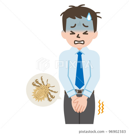一個男人感染陰蝨並且胯部發癢的插圖 一個男人感染陰蝨並且胯部發癢的插圖 96902383