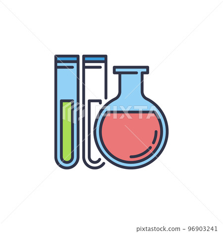 Chemical Round Flask with two Test Tubes vector concept colored icon 96903241