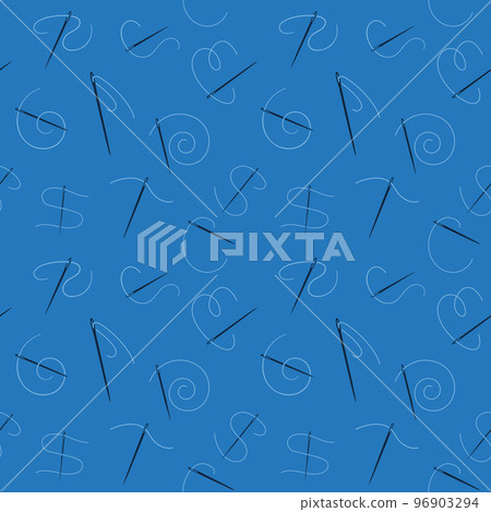 Needle with Thread blue seamless pattern. Needlework vector background 96903294