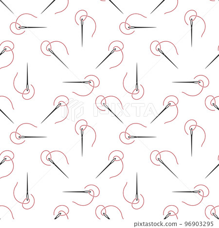 Sewing Needle with Thread vector Handicraft geometric seamless pattern 96903295