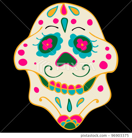 Day of the Dead, Dia de los Muertos, Sugar Skulls with Colorful Mexican Elements and Flowers. 96903375