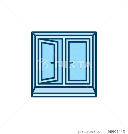 Opened Window vector concept blue icon or sign Opened Window vector concept blue icon or sign 96903445