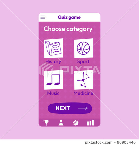 Quiz test lottery millionaire menu template. Quiz game frame. Flat vector illustration Quiz test lottery millionaire menu template. Quiz game frame. Flat vector illustration 96903446