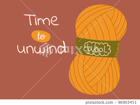 Creative knitted card with inspirational phrase. Poster design. Knitting hobby 96903451