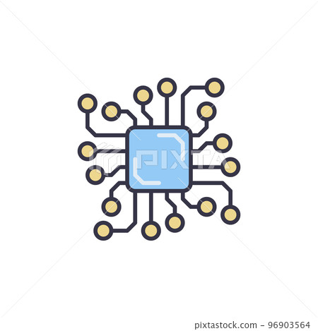 Chip Processor or Circuit Board vector concept colored icon Chip Processor or Circuit Board vector concept colored icon 96903564