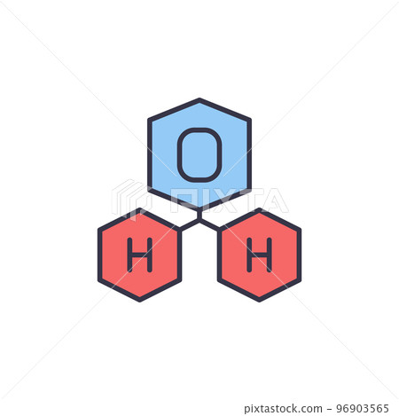 H2O Water Molecule vector concept colorful icon H2O Water Molecule vector concept colorful icon 96903565