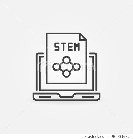 Laptop with STEM document outline vector concept icon 96903682
