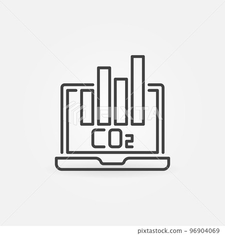 Laptop with CO2 Carbon Dioxide Bar Chart vector line icon Laptop with CO2 Carbon Dioxide Bar Chart vector line icon 96904069