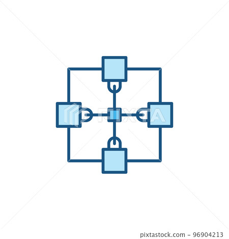 Vector Blockchain Cryptocurrency concept blue icon or sign Vector Blockchain Cryptocurrency concept blue icon or sign 96904213