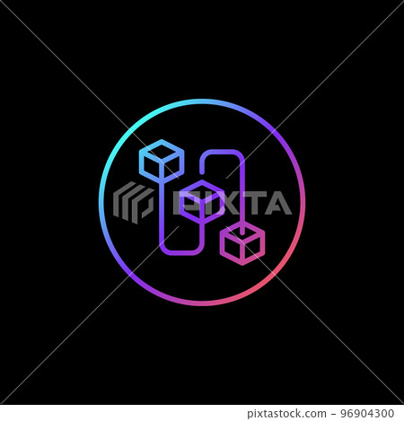 Blockchain outline vector colored round icon - Block Chain in circle sign 96904300