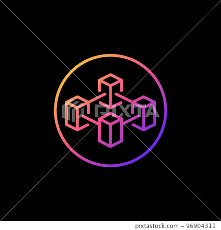 Blockchain in circle line colored icon. Block-Chain vector round sign Blockchain in circle line colored icon. Block-Chain vector round sign 96904311