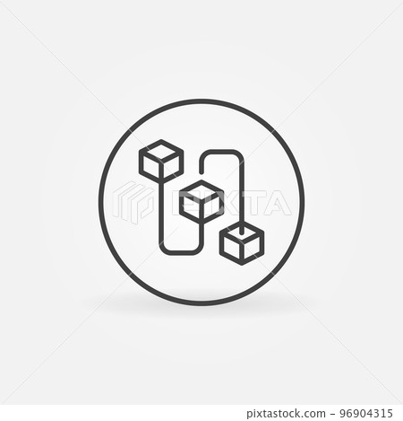Blockchain in circle outline vector minimal icon. Block Chain sign 96904315